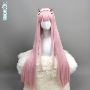 Парики для косплея Аниме DARLING in the FRANXX 02 Парики для косплея Zero Two Парики без головного убора Длинные розовые синтетические волосы 100 см Perucas Парик для косплея 230908