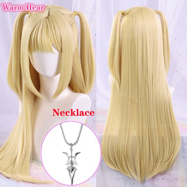 Perruques Cosplay Anime DEATH NOTE Cosplay Misamisa perruques Misa Amane blond doré Double queue de cheval cheveux femmes Halloween accessoires perruque 230904