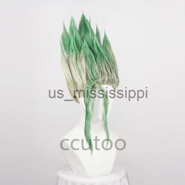 Cosplay Wigs Anime Dr Stone Costume Ishigami Senkuu Cosplay perruque vert court droit cheveux synthétiques Halloween fête carnaval accessoires perruque casquette x0901 LF2309081
