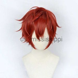 Perruques Cosplay Anime Ensemble Stars Amagi Hiiro perruques Cosplay rouge court résistant à la chaleur perruques de cheveux synthétiques bonnet de perruque x0901