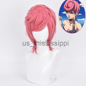 Cosplay perruques Anime JOJO Bizarre aventure vent d'or Trish Una Cosplay perruque résistant à la chaleur cheveux Costume perruques perruque casquette x0901