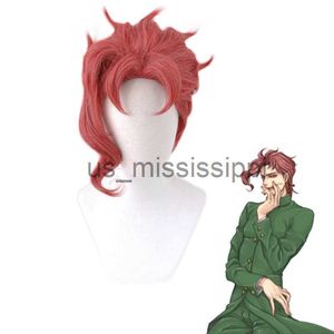 Cosplaypruiken Anime Jojo's Bizarre Avontuur Rollenspel Pruik Kakyoin Noriaki Rode Krul Hoge Temperatuur Vezel Haarstukje Halloween Feest Cosplay W x0901