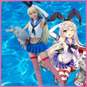 Pelucas de cosplay Anime Kantai Collection Kancolle Fleet Girls Kanmusu Shimakaze Disfraz de cosplay Traje de marinero para mujer Vestido de verano sexy Conjunto completo 230824