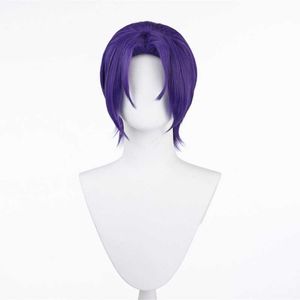 Cosplay Wigs Blue Prison Royal Shadow Lingwang cos Wig Fashion Fashion Purple Split Short Hair Style Anime Fake