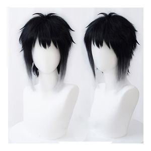 Cosplay Perruques Bungo Bungou Stray Dogs Ryunosuke Akutagawa Court Noir Avec Perruque Blanche Cheveux Résistants À La Chaleur Cosplay Costume Perruques Perruque Cap 230824