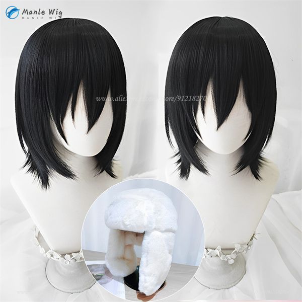 Pelucas de cosplay Bungo Stray Dogs Fyodor Dostoevsky Peluca de cosplay negra corta Pelo sintético resistente al calor Perucas Pelucas de cosplay Gorro de peluca 230824