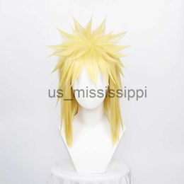 Perucas Cosplay Ccutoo Perucas Douradas Sintéticas Namikaze Minato Curto Fluffy Layered Cosplay Perucas Anime Halloween Play Role Hair Wig Cap X0901