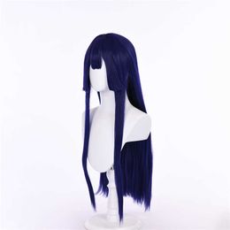 Pelucas de Cosplay colapsar estrella cúpula ferrocarril Pela Cos peluca simulada forma de cuero cabelludo falso felpa azul púrpura pelo largo