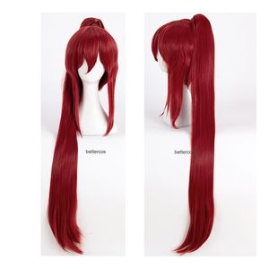 Perruques Cosplay Fairy Tail Erza Scarlet Cosplay perruques 100 cm de Long vin rouge résistant à la chaleur synthétique cheveux perruque bonnet de perruque 230904