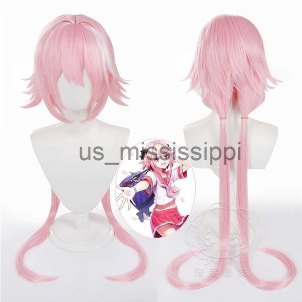 Pelucas de cosplay FateGrand Order Astolfo Cosplay Peluca Anime Mujeres Rosa Blanco Color mezclado Pelo largo Halloween Navidad Disfraz Fiesta Juego de rol x0901