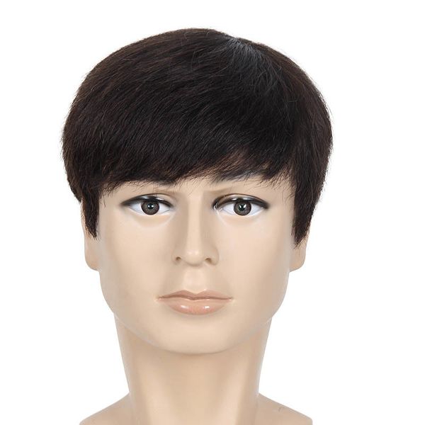 Cosplay Wigs Gres Natural Straight Men Wigs Broisses à haute température Fibre Noir mâle Machine à cheveux synthétique Machine conçue pour l'homme d'affaires 230811