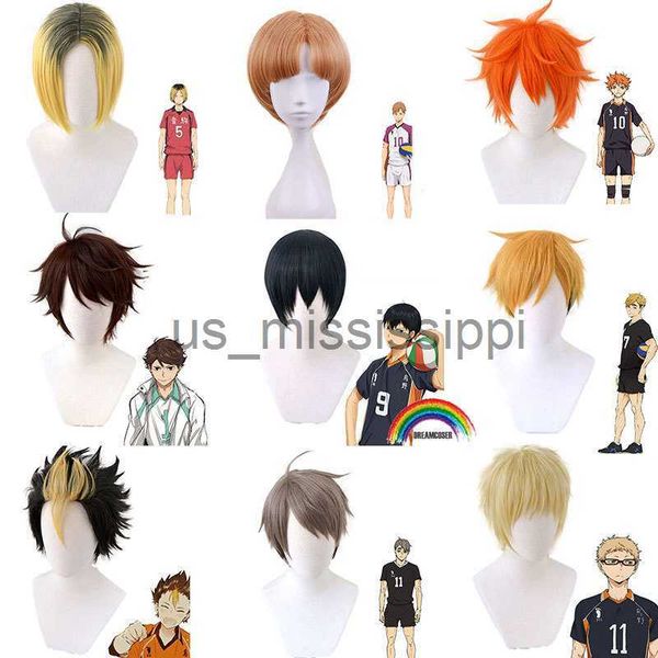 Perruques de Cosplay Haikyuu!! Cosplay tsukishima kei Hinata Shoyo Nishinoya Yuu Oikawa Tooru Kozume Kenma kageyama tobio Miya Atsumu Miya Osamu perruque x0901