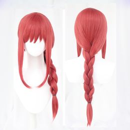 Perruques de cosplay Haute qualité Anime tronçonneuse homme Makima Cosplay perruque longue Rose rouge résistant à la chaleur cheveux synthétiques Halloween jeu de rôle perruques WigCap 230904