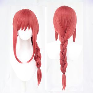 Cosplaypruiken Hoge kwaliteit Anime Chainsaw Man Makima Cosplaypruik Lang Roze Rood Hittebestendig Synthetisch haar Halloween Rollenspel Pruiken WigCap 230824