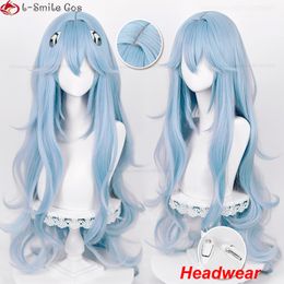 Perruques de cosplay Haute qualité Anime EVA 100 cm de long Ayanami Rei Cosplay perruque Cyan bleu cheveux bouclés résistant à la chaleur Halloween fête perruques perruque Cap 230904