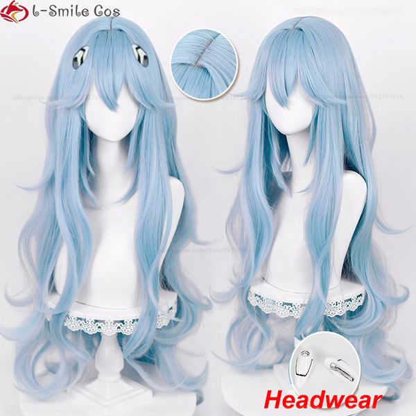 Pelucas de cosplay Anime de alta calidad EVA 100 cm de largo Ayanami Rei Peluca de cosplay Pelo rizado azul cian Resistente al calor Pelucas de fiesta de Halloween Peluca Cap 230904