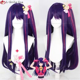 Perruques de cosplay Haute qualité Hoshino Ai Cosplay perruque Anime Oshi No Ko Cosplay violet mettre en évidence Rose Rose perruque chapeaux résistant à la chaleur cheveux fête 230908