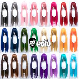 Cosplay Wigs HSIU 100Cm Longue Staight Cosplay Perruque Résistant À La Chaleur Synthétique Cheveux Anime Party perruques 42 couleur Coloré Marque Libre perruque filet 230922