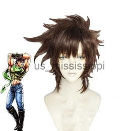 Perruques de cosplay Jojo's Bizarre Adventure Joseph Joestar Perruques Costume de cosplay Perruque de cheveux synthétiques bruns courts pour Halloween Party Carnival x0901