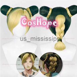 Cosplay Wigs Jolyne Cujoh Kujo Cosplay Perruque Pierre Océan Jojo Cosplay Bleu Foncé Vert Perruque Cosplay Anime Cosplay Résistant À La Chaleur Synthétique Perruques x0901