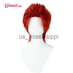 Cosplay Wigs Lemail perruque cheveux synthétiques Anime Shanks Cosplay perruques Shanks cheveux rouges 30 cm Halloween perruque résistant à la chaleur cheveux hommes Cosplay x0901