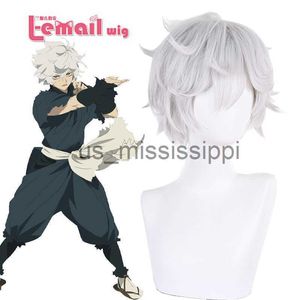 Perruques de cosplay Lemail perruque cheveux synthétiques Anime Hells Paradise Jigokuraku Gabimaru perruque de cosplay argent blanc 30 cm hommes courts perruques résistantes à la chaleur x0901