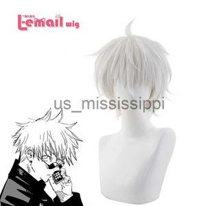 Perruques de cosplay Lemail perruque cheveux synthétiques Anime Jujutsu Kaisen Satoru Gojo Cosplay perruque gris court moelleux couches hommes perruques perruque résistante à la chaleur x0901