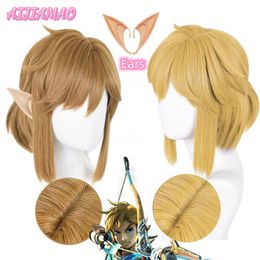 Perruques de cosplay Link Wig Cosplay Twilight Princess Cosplay Blonde Brown Wig Cosplay Anime Wigs Perruques synthétiques résistantes à la chaleur Perruques d'Halloween 230824