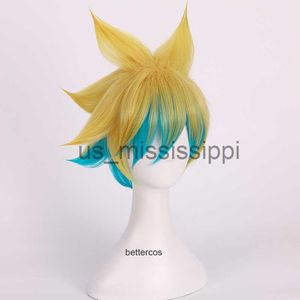 Cosplay Pruiken LOL Ezreal Cosplay Pruiken de Verloren Explorer Gemengde Kleuren Gradiënt Hittebestendige Synthetisch Haar Pruik Cap x0901