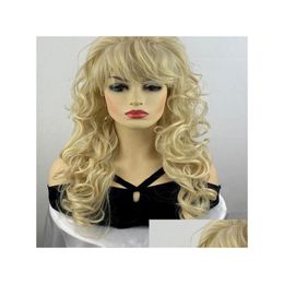Cosplay Wigs Long Curly Blonde Synthetic Hair Women Natural Party Drop Living Products Dhjnf