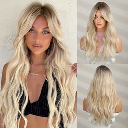 Perruques cosplay oneNonly perruque blonde avec frange longue vague perruques synthétiques de bonne qualité pour les femmes fête d'halloween cheveux naturels résistants à la chaleur 230727