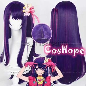 Cosplaypruiken Oshi No Ko Hoshino Ai Cosplaypruik 80 cm lang Donkerpaars Roze Roze Pruik Cosplay Anime Cosplaypruiken Hittebestendige synthetische pruiken x0901