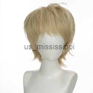 Cosplay Wigs PAGEUP Mode Hommes Perruque Courte Jaune Clair Blonde Perruques Synthétiques Avec Frange Pour Homme Garçon Cosplay Costume Anime Halloween x0901 LF2309081