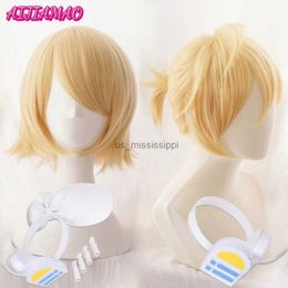 Perruques Cosplay Rin Len courtes blondes cheveux synthétiques résistants à la chaleur perruques Cosplay Anime + Code de suivi + perruque gratuite CapL240124