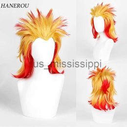 Cosplaypruiken Kort GeelRood Gradiënt Pruik Synthetisch Cool Styling Pruik voor Mannen Cosplay Anime Halloween Feest Realistisch Natuur Haar Ademend x0901