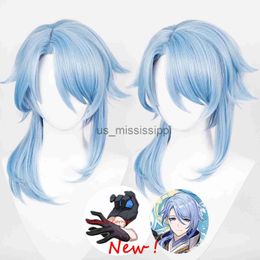 Cosplay pruiken simulatie hoofdhuid genhin impact kamisato ayato cosplay pruik anime cosplay wig hitte resistent synthetische ayaka broer ayato pruiken x0901