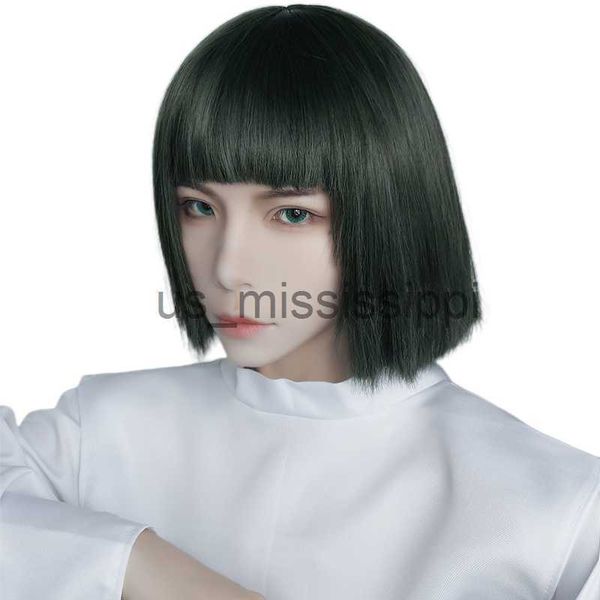 Pelucas de cosplay Spirited Away Haku Nigihayami Kohakunushi Neat Bang Hair Green Algae Color Cosplay peluca Cap x0901