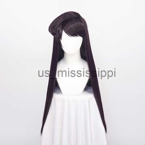 Perruques de cosplay Cheveux synthétiques Komi ne peut pas communiquer Komi Shoko Cosplay perruque Anime Komisan Wa Comyushou Desu violet noir longue perruque de style x0901