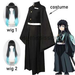 Pelucas de cosplay Tokitou Muichirou Disfraz de cosplay Anime Demon Slayer Cosplay Kimetsu No Yaiba Kisatsutai Uniforme Peluca Ropa de fiesta de Halloween x0901