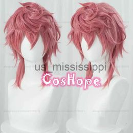 Parrucche Cosplay Trish Una Parrucca Jojo Bizarre Adventure Cosplay Donna 40 cm Parrucca Rosa Cosplay Parrucche Cosplay Anime Parrucche sintetiche resistenti al calore x0901