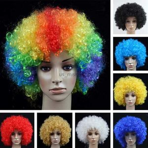 Pelucas de cosplay Ondulado Rizado Redondo Explosión Peluca de pelo Cosplay Danza Postizo Colorido Divertido Payaso Afro Peinado Fluffy Explosive Head PartyL240124