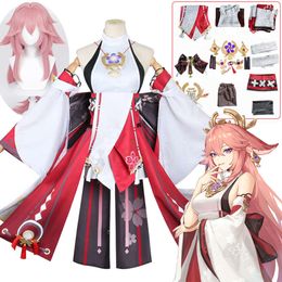 Cosplay yae miko costume jeu genshin impact femme sexy robe accessories wig costume halloween Noël costumes vêtements