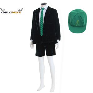 CosplaySuperstar AC/DC Rock Band Angus Young School Boy Outfit Cosplay Kostuum Veet Jas Korte broek Wit overhemd Groene hoed Volledige setCosplayCosplay