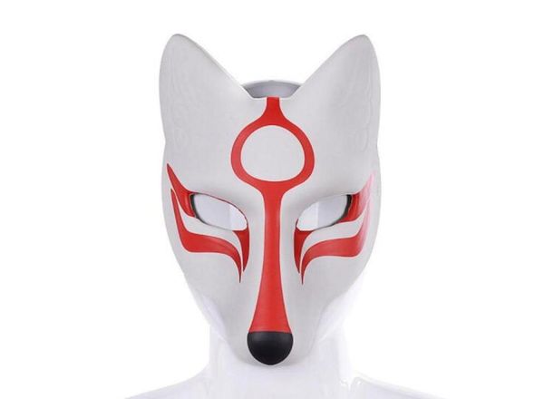 Cospty Carnival Masquerad Anime Cosplay Animal PU Cuero blanco Kitsune Fox Mask GB4271889695