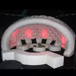 Carpa domo de casa de juegos medio inflable rentable con barra de luz led y quiosco de catering