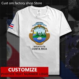 Costa Rica Drapeau T-shirt Gratuit Personnalisé Jersey Fans DIY Nom Numéro 100 Coton T-shirts Hommes Femmes Lâche Casual CRI T-shirt 220620