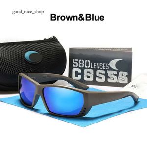 Costas Sunglasses femme 580p lentilles hommes Lunettes de soleil Lunettes de soleil Designer pour hommes femmes Tr90 Sports conduisant des lunettes de pêche miroir Blue Red Lens 154