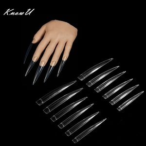 Kostuum Accessoires 120 Stuks Extra Lange Stiletto Doodskist Fake Tips Volledige Dekking Fasle Nagels Manicure Acryl Nail Art Gereedschap