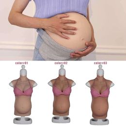 Accesorios de disfraces 3-9 meses Artificial Falso Bebé Bump Tummy Disfraz Embarazo Prótesis Stoh Film Props Falso Silicona Embarazada Vientre