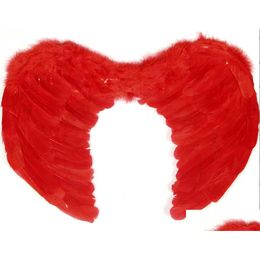 Kostuumaccessoires Adt Angel Feather Wing met elastische bandjes Dames Halloweenfeest 31,5 X23,6 Inch Wit Zwart Roze Rood Drop Delive Dhrf4